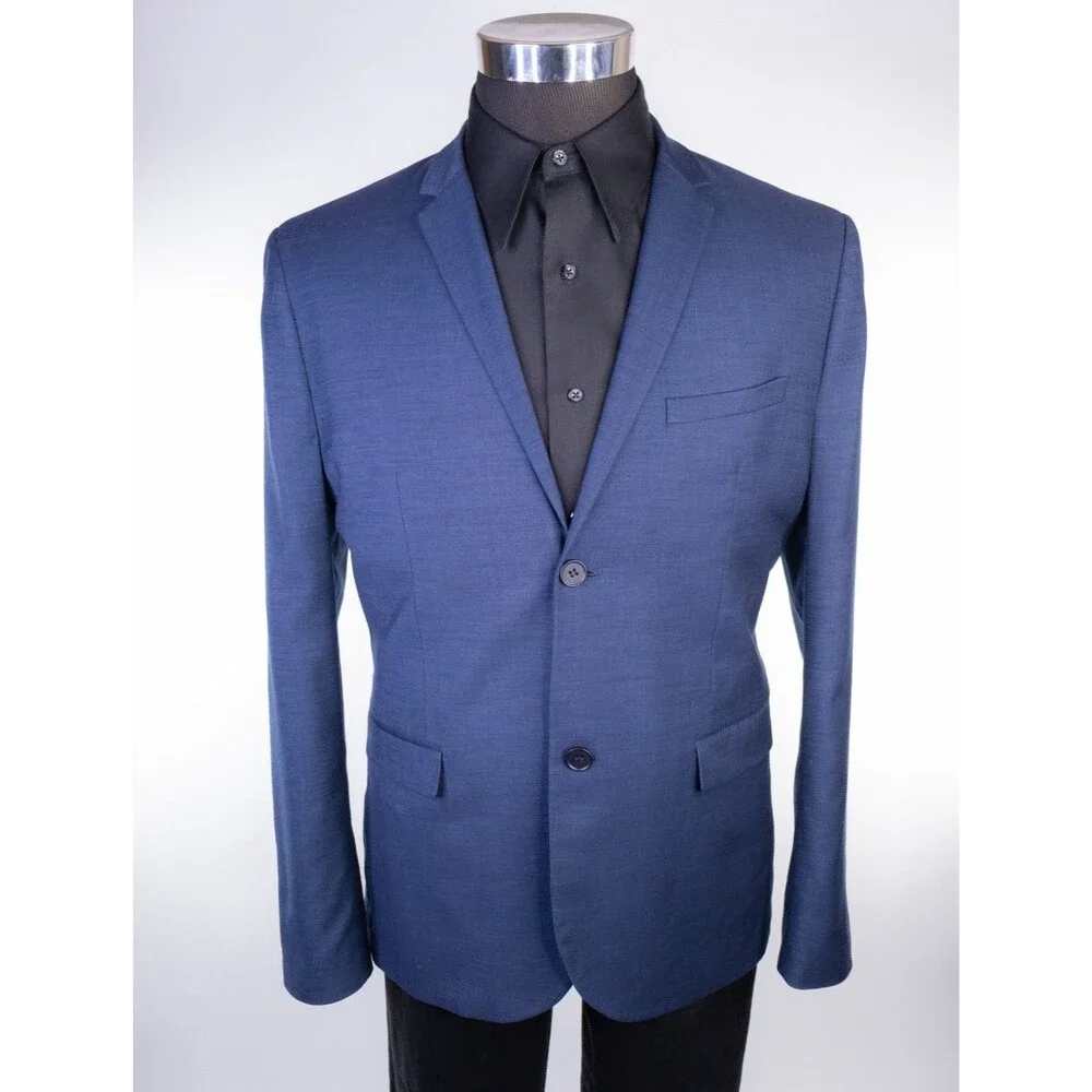 H&M Sport Coat Jacket Blue Sz 42R Casual Jacket Two Button Poly Blend